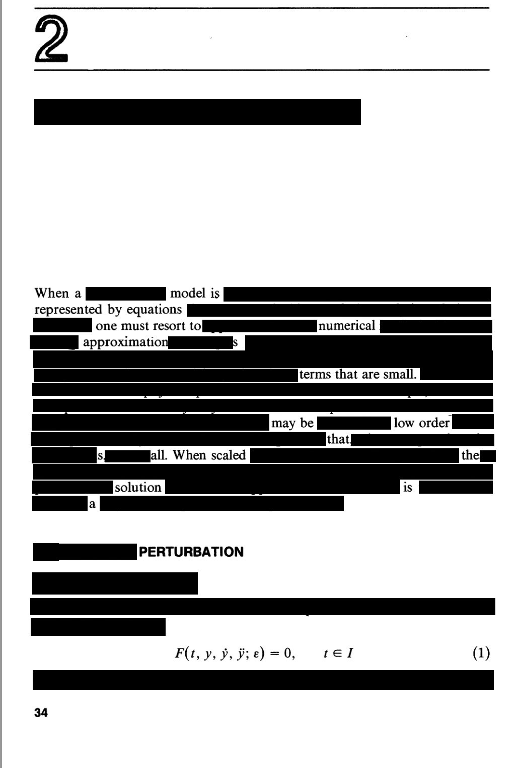 An erasure poem entitled 'Perturbations' using the book 'Applied Mathematics: A Contemporary Approach' by J. D. Logan